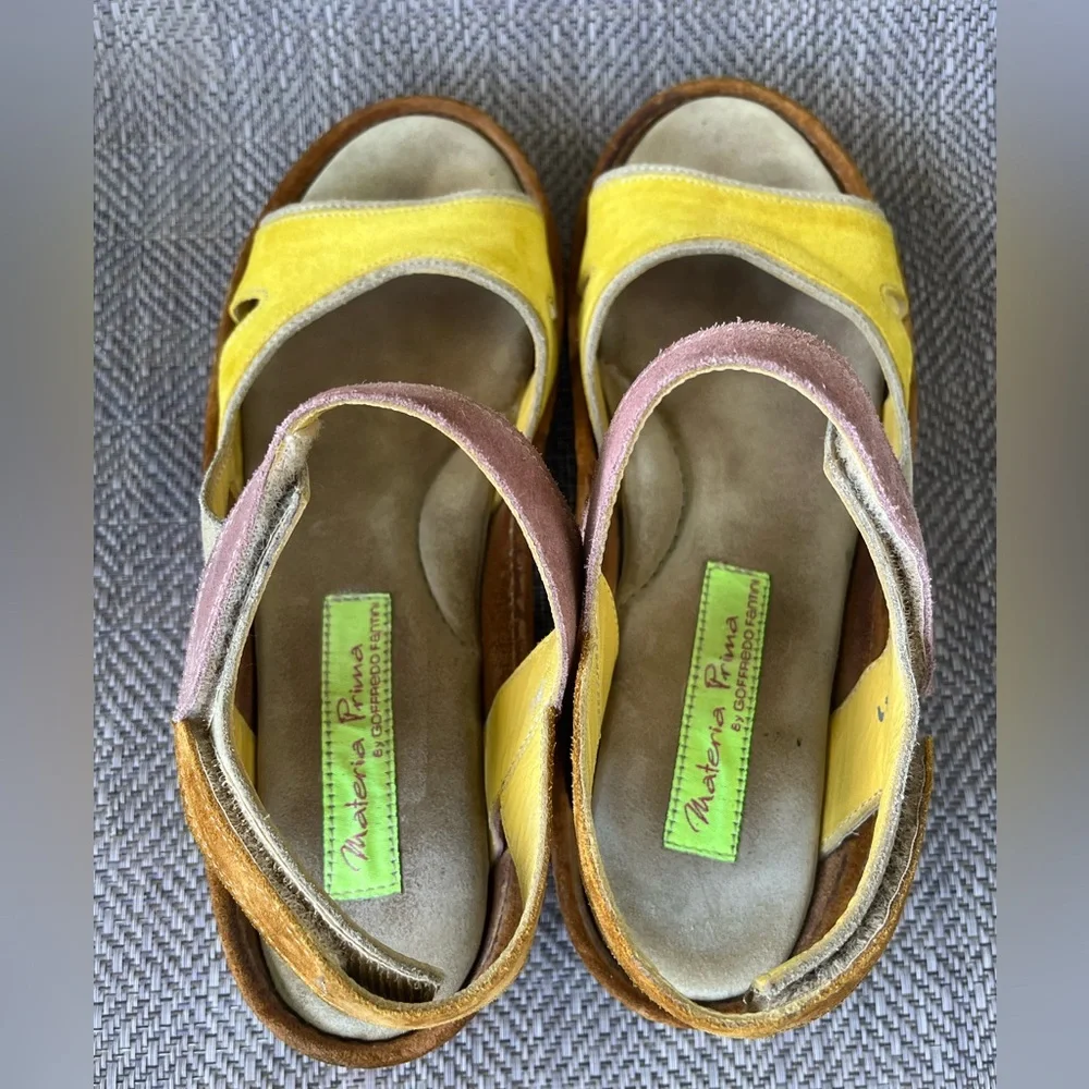 Materia Prima by Goffredo Fantini Designer Capri Suede Sandal Multi Color SZ 10